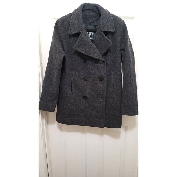 Vintage J.PERCY -Style Womens Double-Breasted Peacoat Wool Blend Charcoal Gray S - Picture 3 of 13